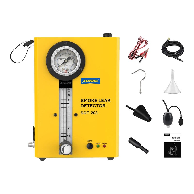 AUTOOL Automotive Smoke Machine, EVAP System Smoke Leak Detector with Air Pump/Flow Indicator/Pressure Gauge for All DC12V Vehicles - Image 1